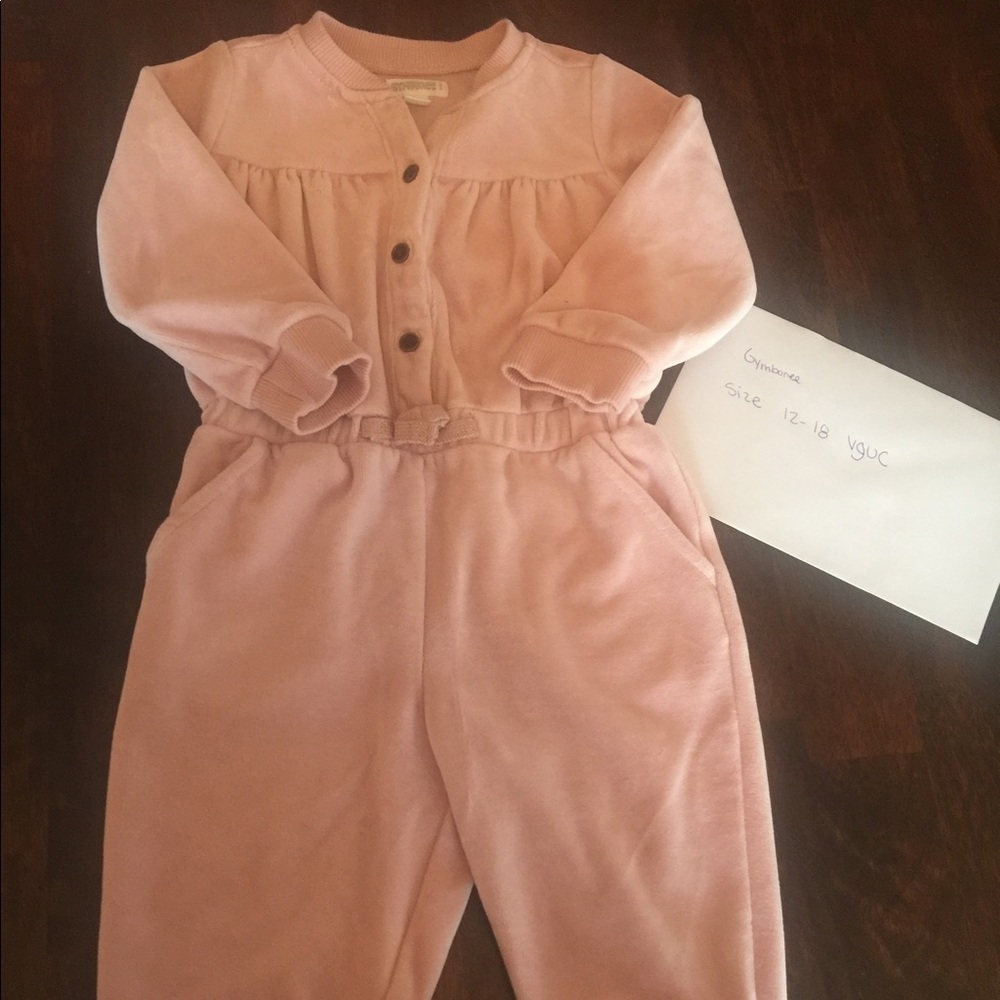 Gymboree 12-18 pink velvet jumpsuit